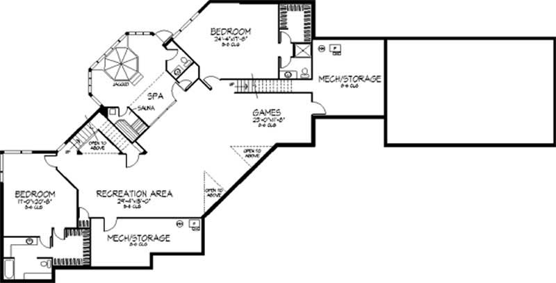 Floor Plan Second Story of Ranch Plan #146-2220