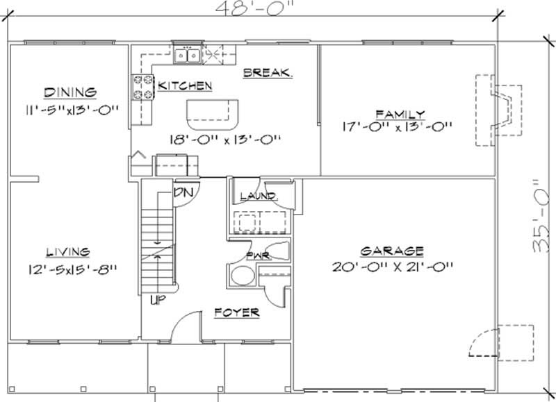 Floor Plan First Story of Colonial Plan #146-2222