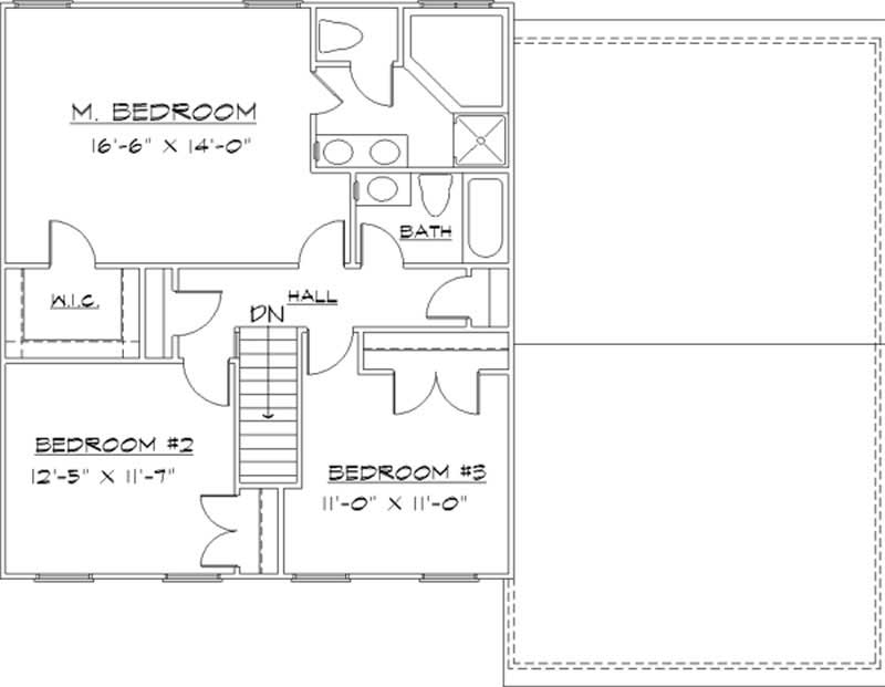 Floor Plan Second Story of Colonial Plan #146-2222