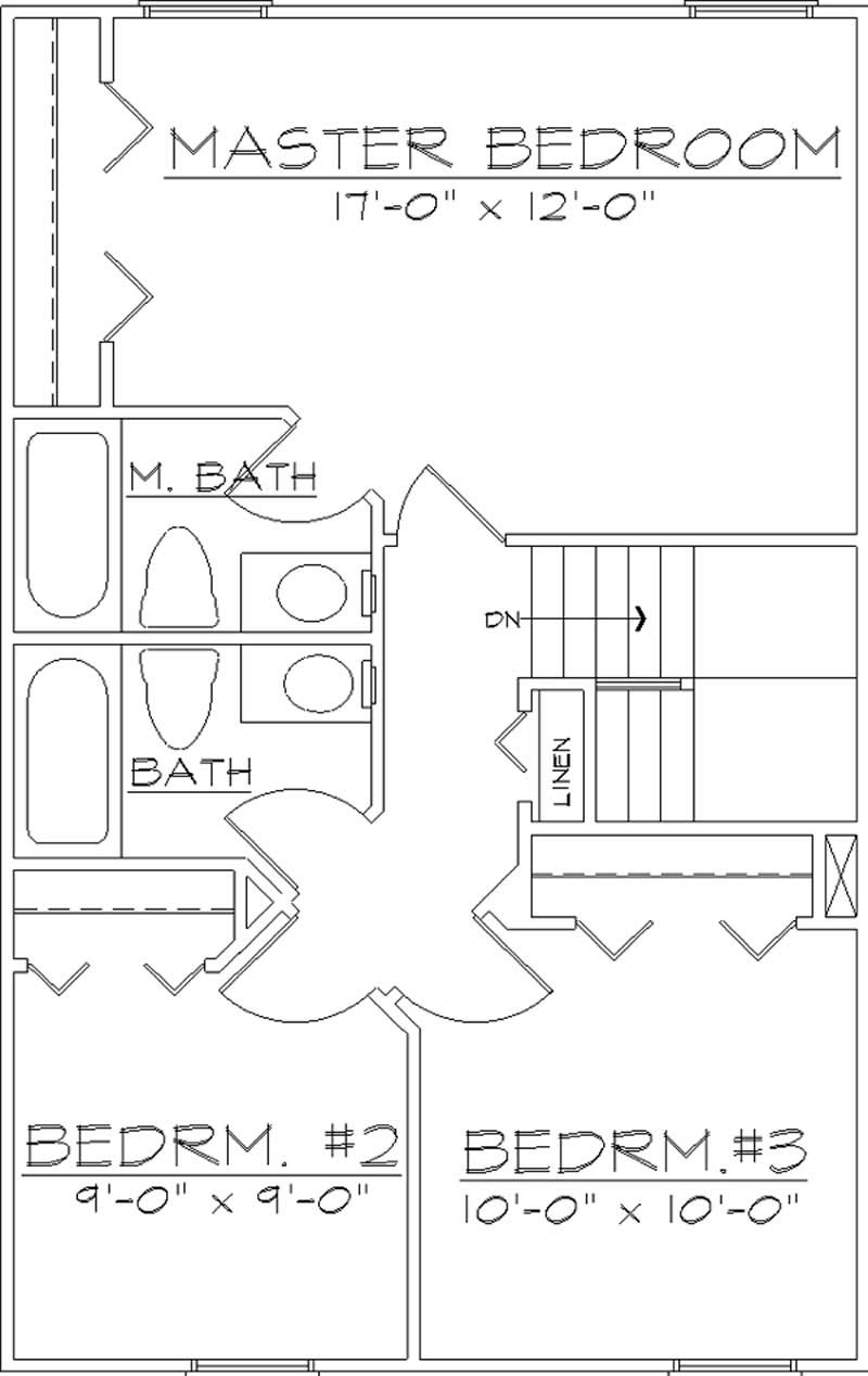 Floor Plan Second Story of Country Plan #146-2223