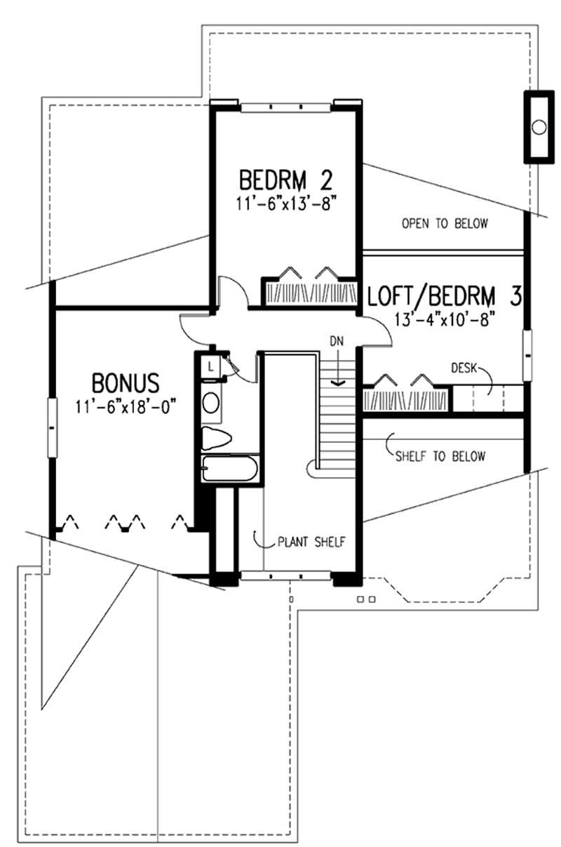 Floor Plan Second Story of Cape Cod Plan #146-2226