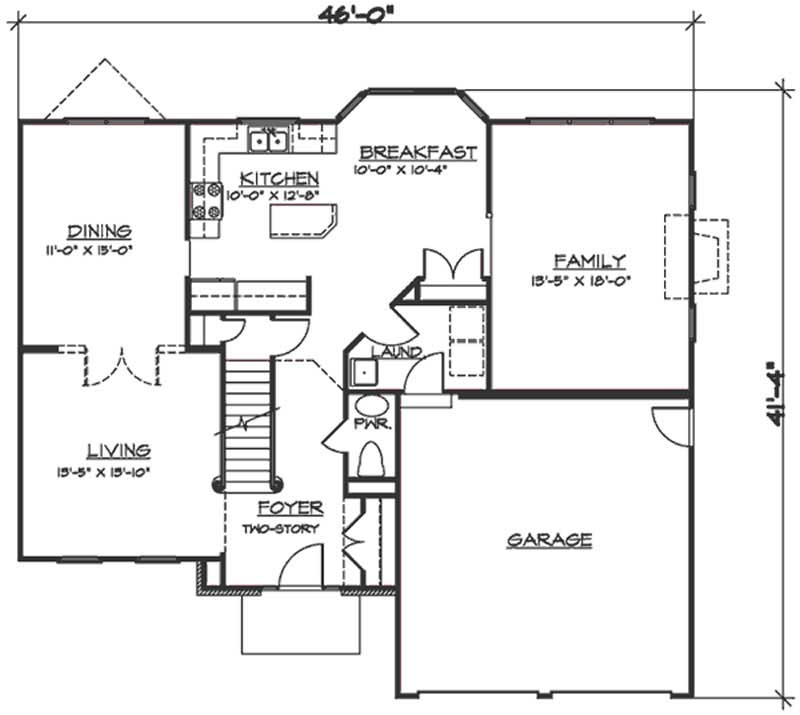 Floor Plan First Story of Colonial Plan #146-2227