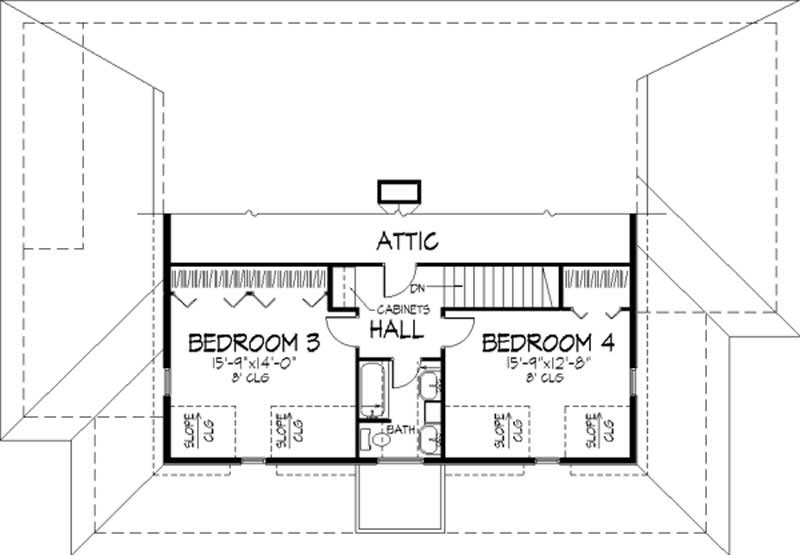 Floor Plan Second Story of Cape Cod Plan #146-2234