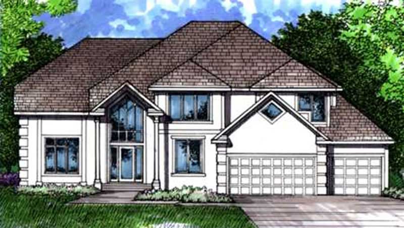 Front view of Colonial home (ThePlanCollection: House Plan #146-2237)