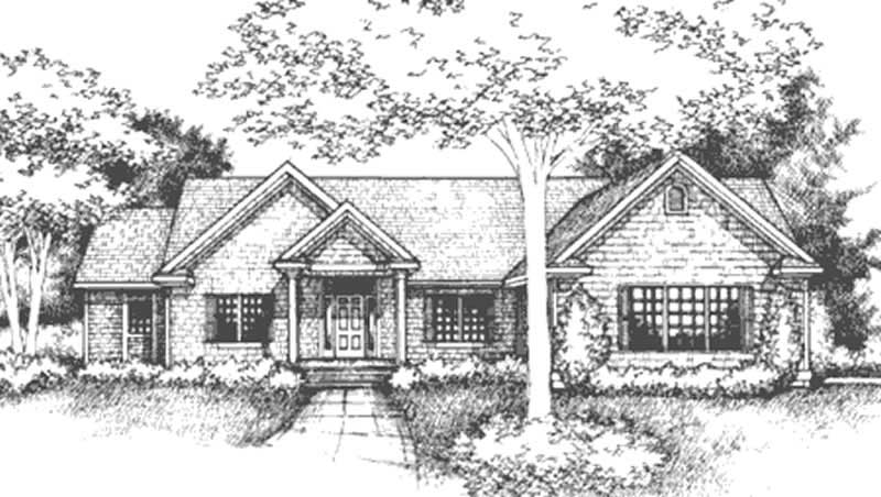 Front view of Shingle home (ThePlanCollection: House Plan #146-2239)