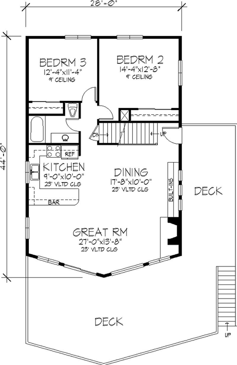 Floor Plan First Story of Log Cabin Plan #146-2240