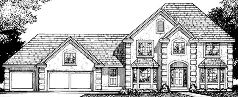 Front view of French home (ThePlanCollection: House Plan #146-2243)