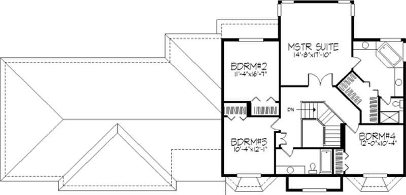 Floor Plan Second Story of French Plan #146-2243