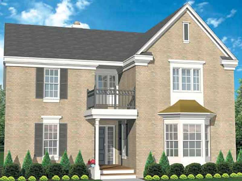 Front view of European home (ThePlanCollection: House Plan #146-2246)