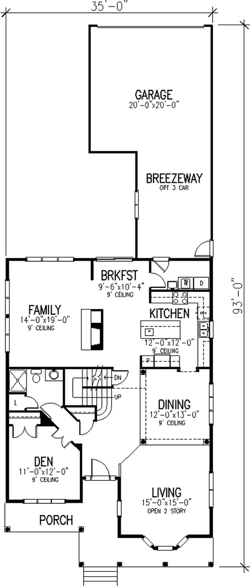 Floor Plan First Story of Colonial Plan #146-2247