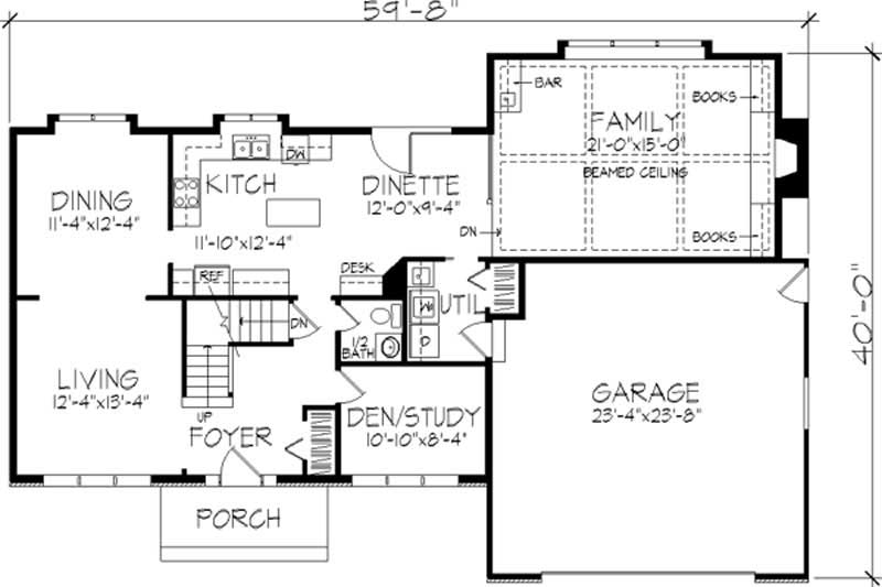 Floor Plan First Story of Colonial Plan #146-2251