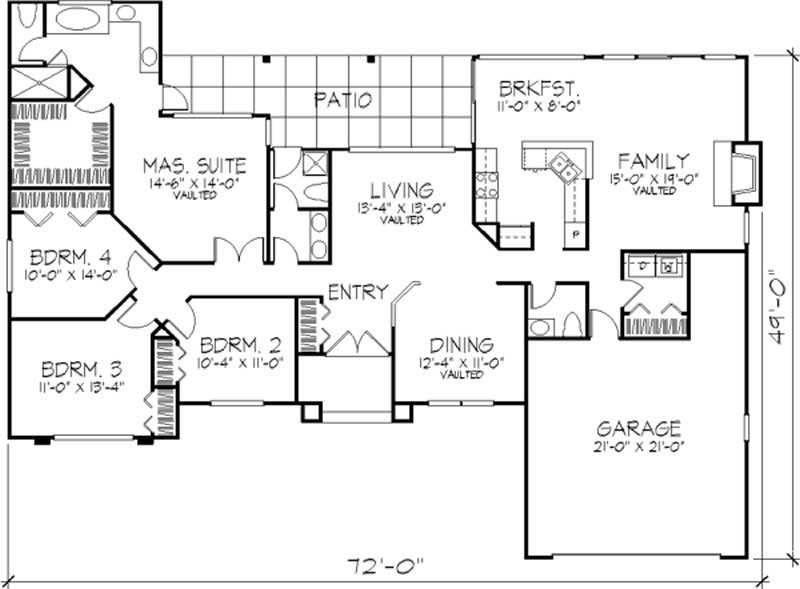 Floor Plan First Story of Mediterranean Plan #146-2254