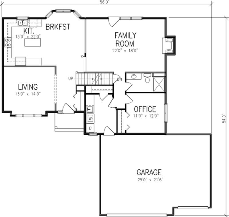Floor Plan First Story of Cape Cod Plan #146-2255