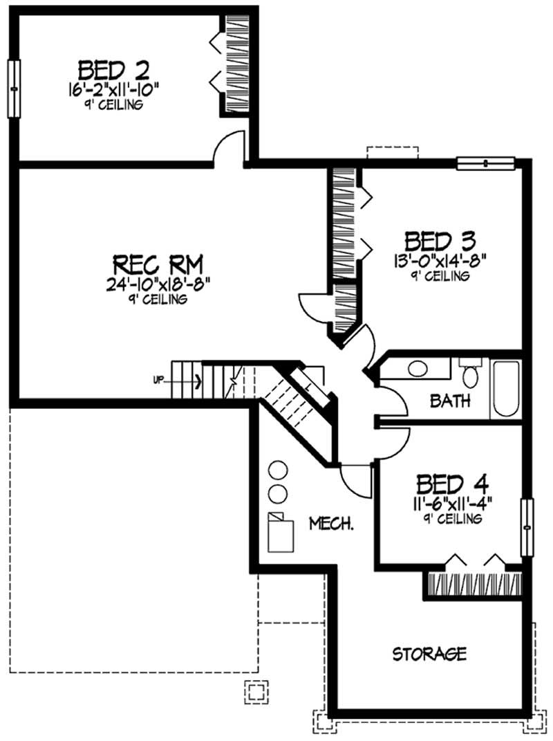 Floor Plan Basement of Cottage Plan #146-2256
