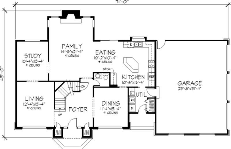Floor Plan First Story of Colonial Plan #146-2263