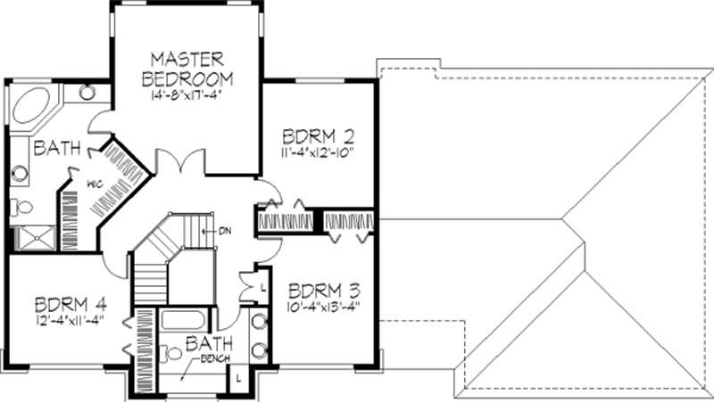 Floor Plan Second Story of Colonial Plan #146-2263