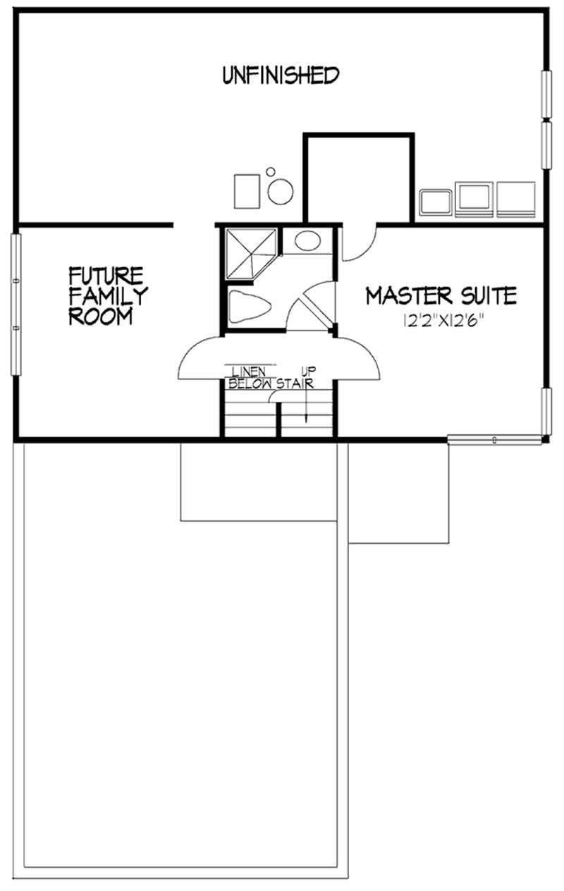 Floor Plan Basement of Small House Plans #146-2266