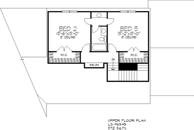 Floor Plan Second Story of Cape Cod Plan #146-2267