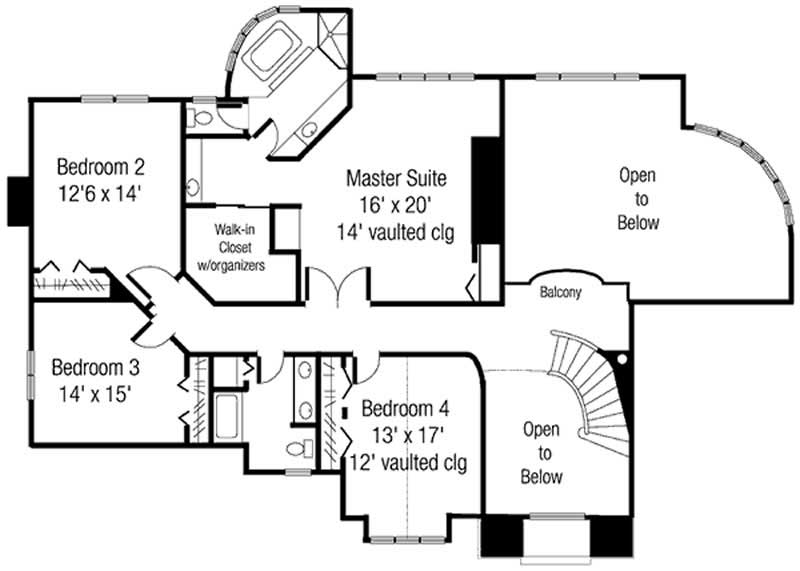 Floor Plan Second Story of European Plan #146-2271
