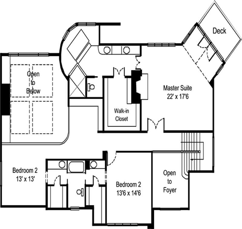 Floor Plan Second Story of European Plan #146-2273