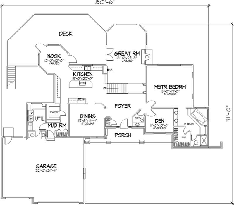 Floor Plan Second Story of European Plan #146-2275