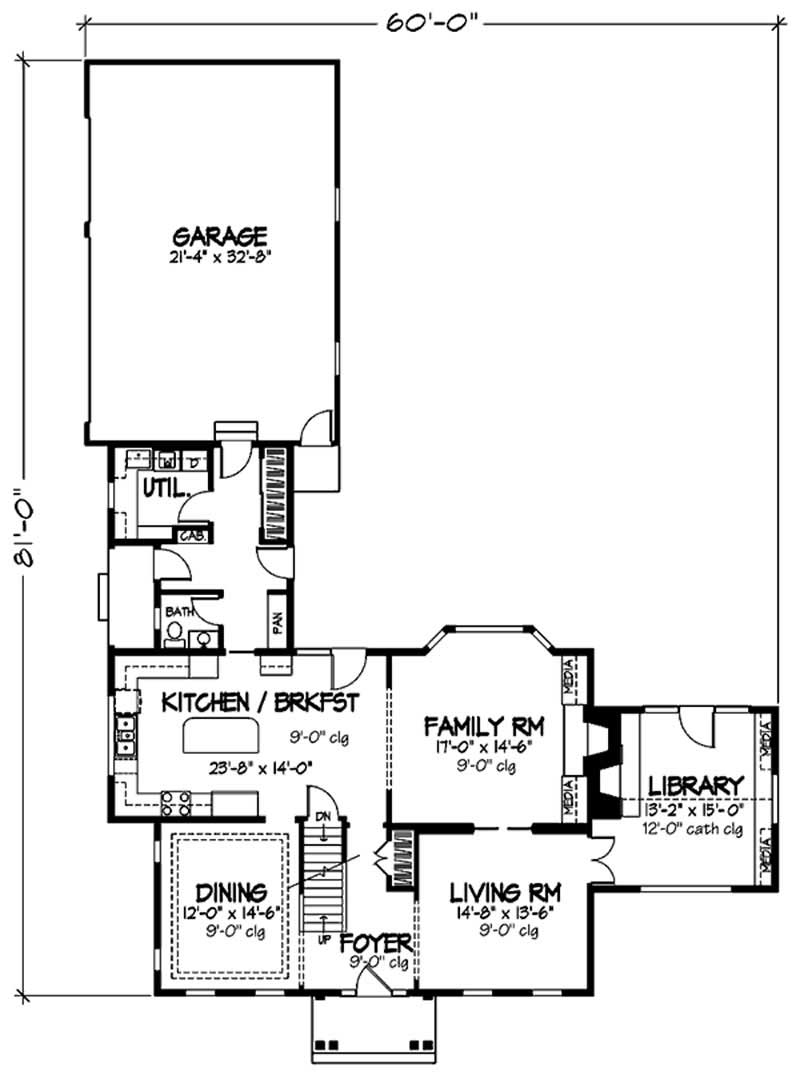 Floor Plan First Story of Colonial Plan #146-2281