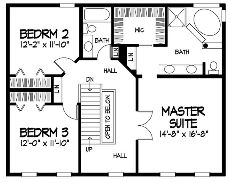 Floor Plan Second Story of Colonial Plan #146-2281