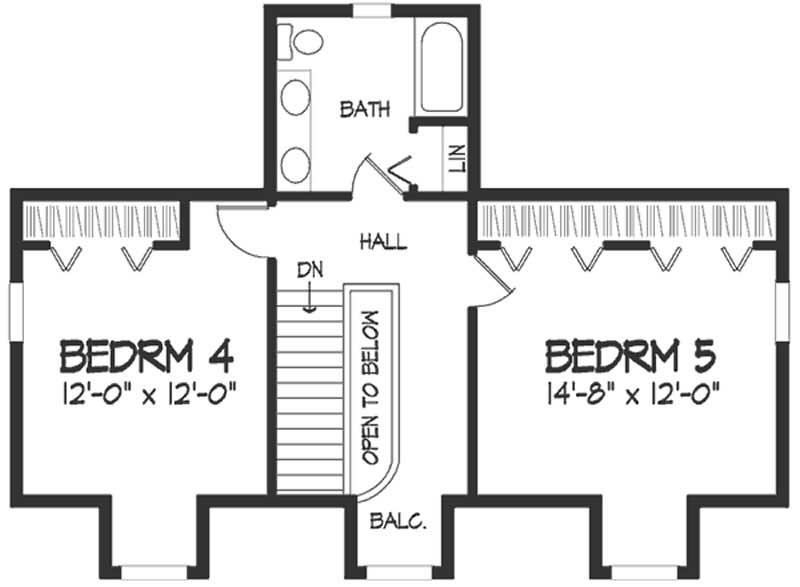 Floor Plan Third Story of Colonial Plan #146-2281
