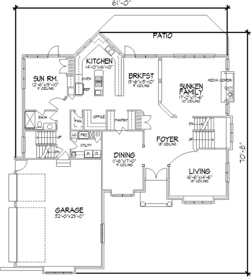 Floor Plan First Story of European Plan #146-2287