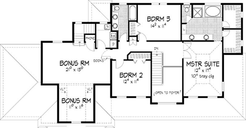 Floor Plan Second Story of Country Plan #146-2288