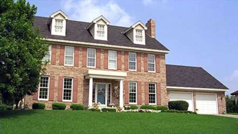 Front view of Colonial home (ThePlanCollection: House Plan #146-2292)
