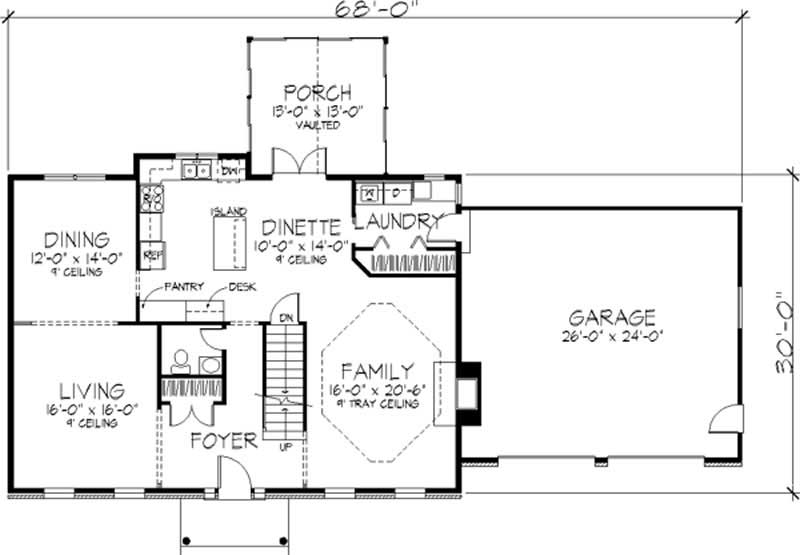 Floor Plan First Story of Colonial Plan #146-2292