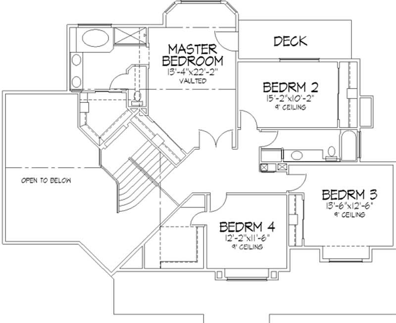 Floor Plan Second Story of Florida Style Plan #146-2298