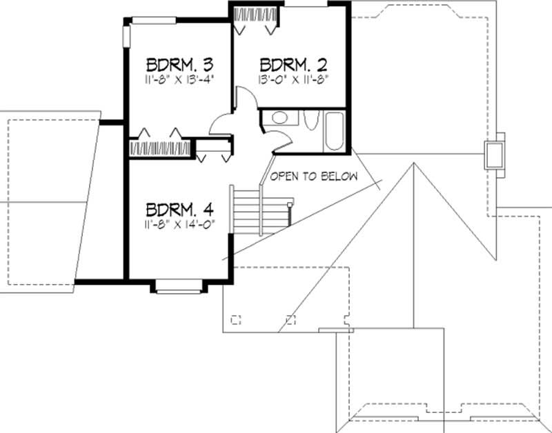 Floor Plan Second Story of Cape Cod Plan #146-2303