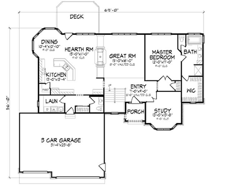 Floor Plan First Story of Country Plan #146-2304