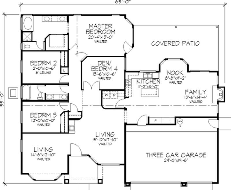 Floor Plan First Story of Florida Style Plan #146-2307
