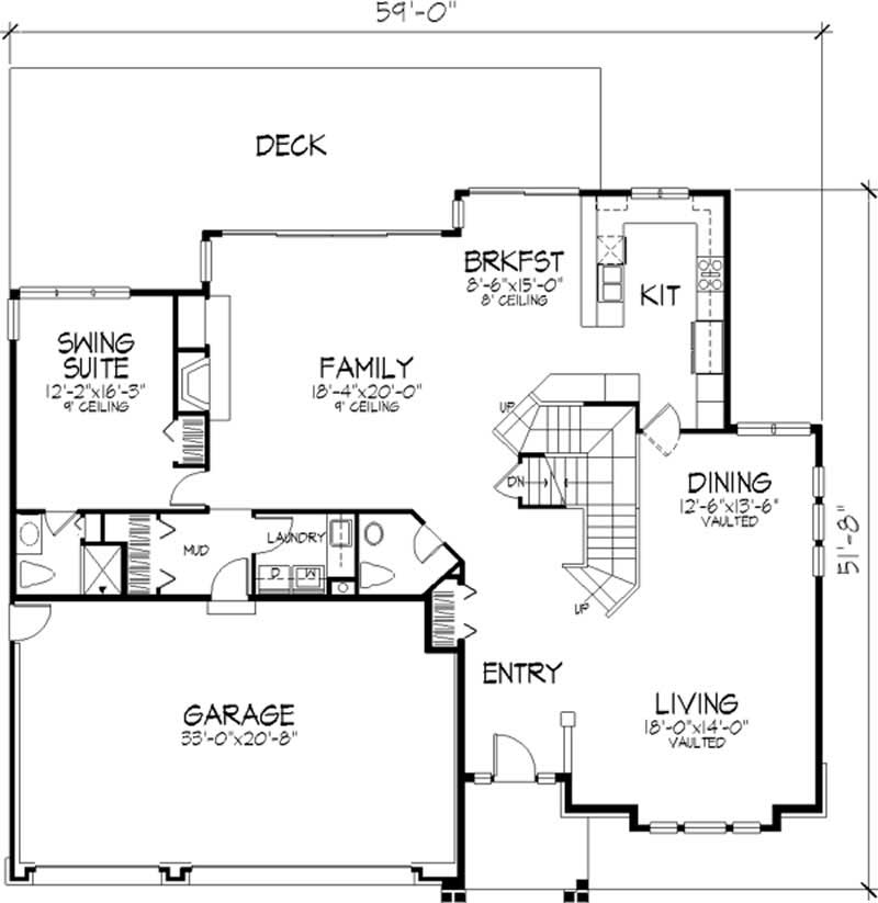 Floor Plan First Story of European Plan #146-2312