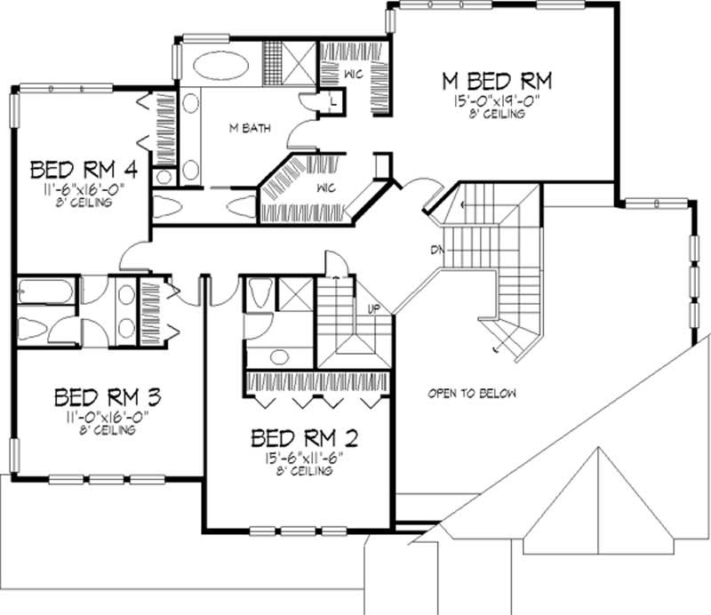 Floor Plan Second Story of European Plan #146-2312