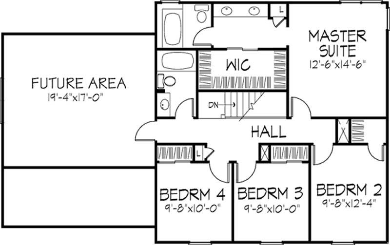 Floor Plan Second Story of Georgian Plan #146-2315