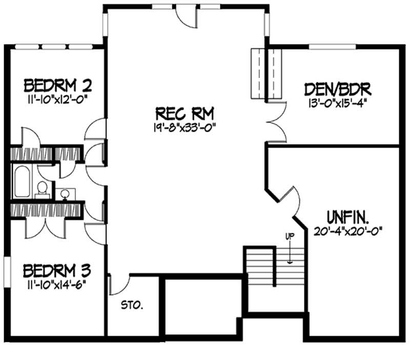 Floor Plan Basement of Colonial Plan #146-2319