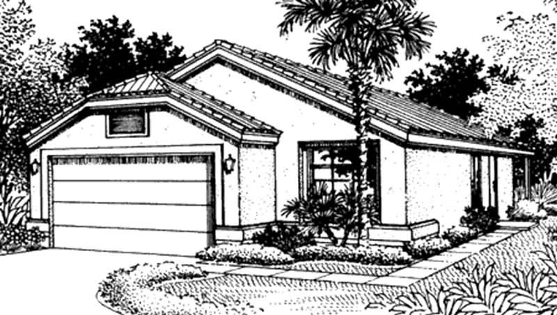 Home Plan Front Elevation of this 2-Bedroom,1298 Sq Ft Plan -146-2320