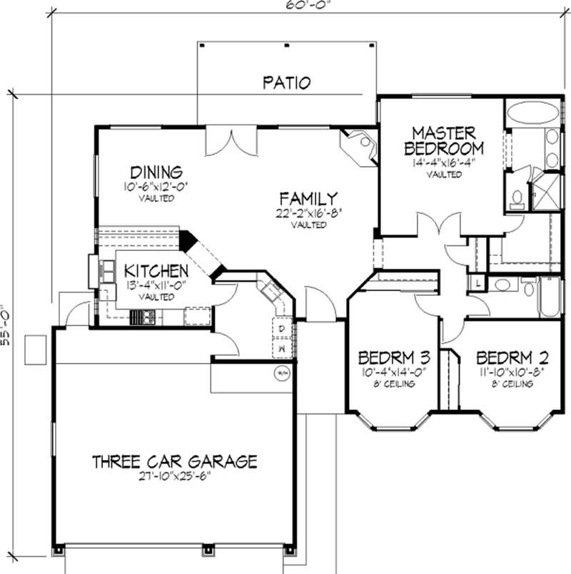Floor Plan First Story of Florida Style Plan #146-2323