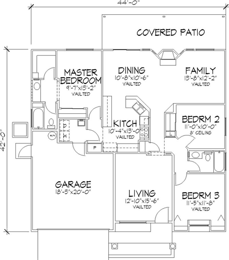 Floor Plan First Story of Florida Style Plan #146-2324
