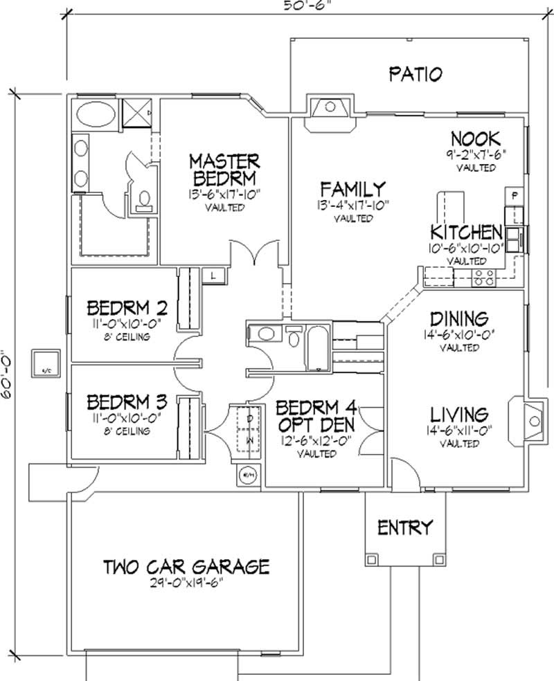 Floor Plan First Story of Florida Style Plan #146-2328