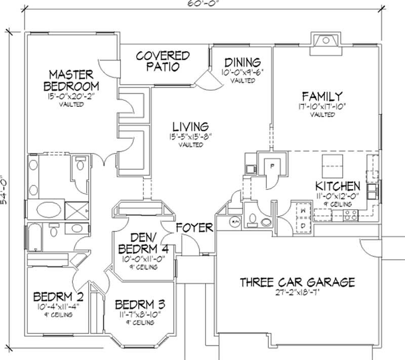Floor Plan First Story of Florida Style Plan #146-2330