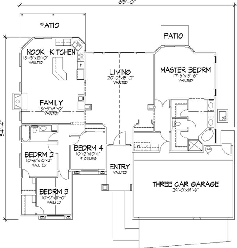 Floor Plan First Story of Florida Style Plan #146-2331
