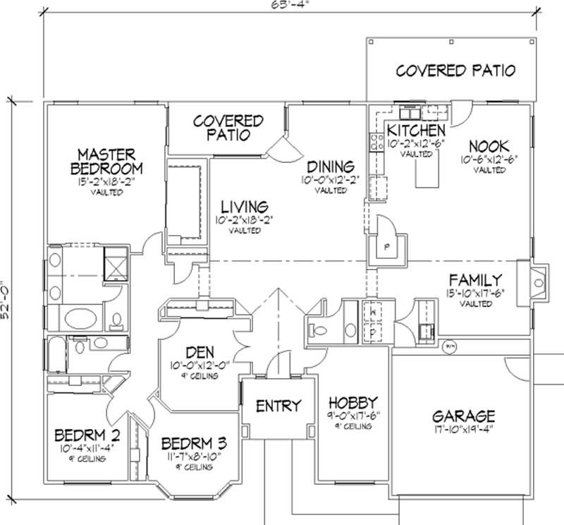 Floor Plan First Story of Florida Style Plan #146-2332