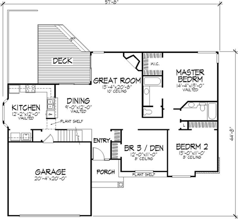 Floor Plan First Story of Ranch Plan #146-2335