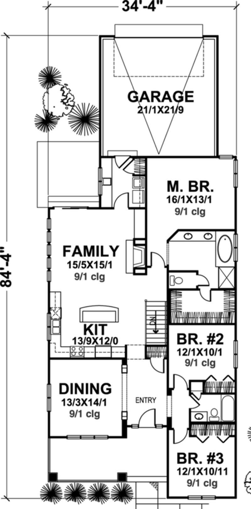 Floor Plan First Story of Bungalow Plan #146-2341