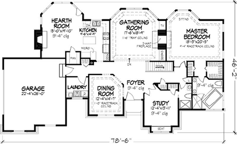 Floor Plan First Story of European Plan #146-2342